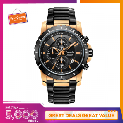 Alexandre Christie Chronograph ALCW6141MCBBRBA Black Gold Stainless Steel Strap Analog Men Watch 